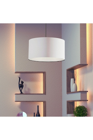 Dekoratif Mini Tekli Kumaş Sarkıt Hol Mutfak Çalışma Odası Avize Krem Krem