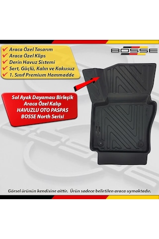 Vw Caddy Paspas Araca Özel 2011 - 2015 Arası İçin Derin Havuzlu Paspas Bosse North Serisi