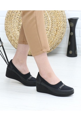 Nesil Shoes Sdf A06 Siyah Strech Dolgu Kadın Ayakkabı-siyah