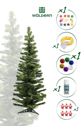 Waldern 120 CM Yılbaşı Çam Ağacı ve Süsleri (Kar Spreyi + 12 Parça Süs + 1 Sim Süs + 5 M Led Işık)