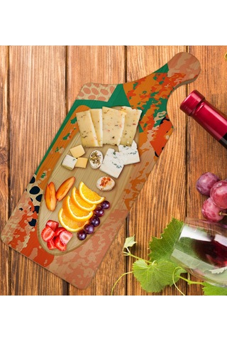 Bk Gift Modern Art Tasarımlı Dikdörtgen Şeklinde Doğal Ahşap Servis Ve Sunum Tabağı Model 1