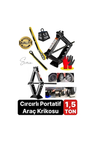 Dayanıklı Araba Kaldırma Akordiyon Tip Makas Cırcır Kollu 1.5 Ton Bijon Anahtarlı Otomobil Kriko Set