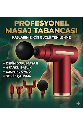 4 Başlıklı 6 Kademeli Titreşimli Şarjlı Mini Masaj Aleti Kırmızı