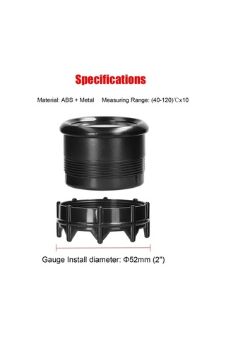 Fortunelane 52mm Siyah Abs+metal Araba Modifikasyon Göstergesi, Lcd Ekranlı, 40-120 X10 Sıcaklık Ölçümü, Uyarı Fonksiyonlu Egzos