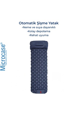 Pompasız Şişebilen Tek Kişilik Şişme Outdoor Kamp Yatağı Al4525 Mavi