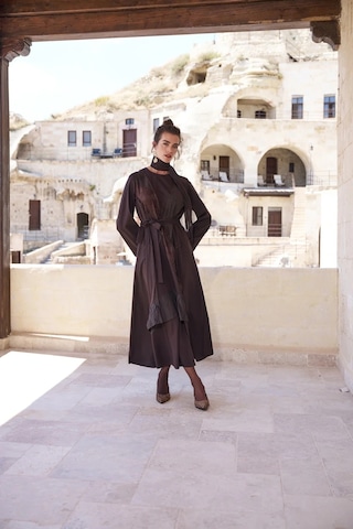 Misswhence Patchwork Elbise 40825 Kahve Kahverengi
