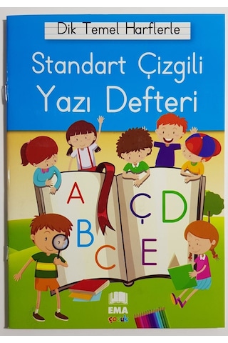 Ema Çocuk Dik Temel Harflerle Kılavuz Çizgili Yazı Defteri 2023