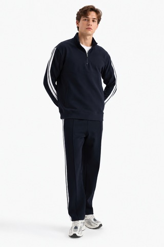 We&me Boxy Fit Gömlek Yaka Sporcu Erkek Sweatshirt İndigo