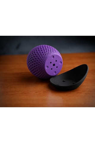 Trendexa 3d Baskı Küre Saksı - Kafes Dokulu İki Parçalı Dekoratif Saksı - Mor-siyah Mac Standart