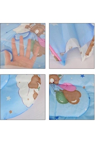 Katlanabilir Bebek Cibinlik Sineklik Seti, 92 cm - Mavi