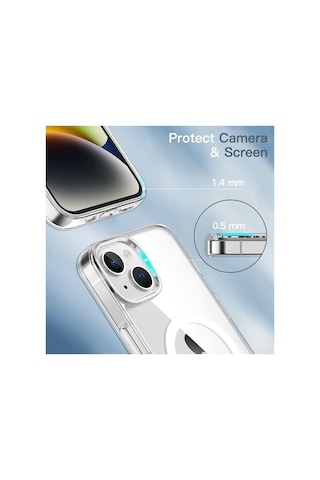 Iphone 14 Plus Kılıf Koruyucu Magsafe Ile Uyumlu 6.7 Inç Crystal Clear Halkalı Şeffaf Kapak Turuncu