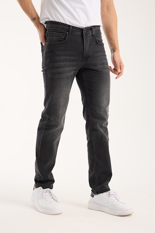 Erkek Pantolon Siyah Regular Fit Fermuarlı Jeans Füme