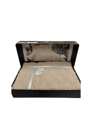 Prestij Puffy Yakut Çift Kişilik Yatak Örtüsü, Pike Örtüsü-kahve Kahve