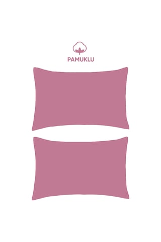 2'li Yastık Kılıfı Pembe Pamuklu Kapaklı 50x70 Cm