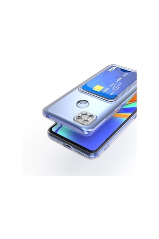 Xiaomi Redmi 9c İle Uyumlu Kılıf Kartlıklı Kartvizitli Şeffaf Telefon Kılıfı Kapak