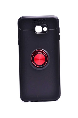 Samsung Uyumlu Galaxy J4 Plus Kılıf Zore Ravel Silikon Kapak Siyah-Kırmızı