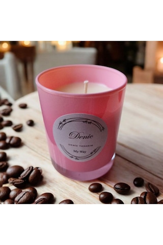 Denic Kokulu Mum Pembe Cam Bardak Mayy Wayy 9*7 Çap