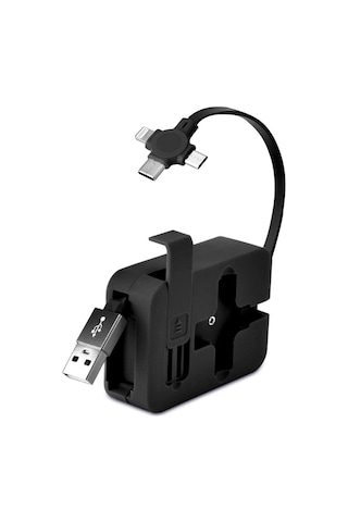 Cep Tipi Telefon Tutuculu Makaralı Uzayıp Kısalabilen 3&amp Apos Ü 1 Arada Usb Şarj Kablosu