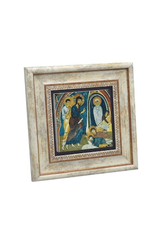 Kapadokya Göreme Karanlık Kilise Freski - Lazarus'un Dirilişi Baskılı Taş Tablo 20x20
