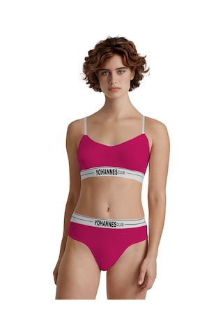 Yohannes Club, Kadın Pamuklu İç Çamaşırı Takımı, Renk Seçenekli, Bralet-kemerli Hipster Külot Pembe