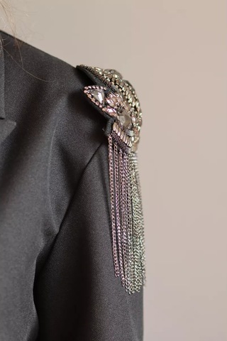 Sweet Night Omuz Askıları 2'li, Zincirli Broşlar 226185245 Siyah