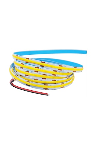 12v Cob Şerit Led 8mm 320 Ledli Esnek Beyaz Cob Led Ip20 5 Metre