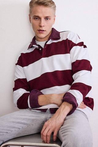 Defacto Boxy Fit Polo Yaka Çizgili Sweatshirt G5091ax25wnbr194 Bordo-br194