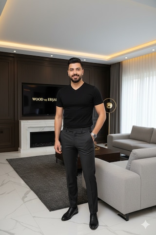 Lüx Wood Lüx Erşah 3'lü Avantaj Paketi V Yaka %95 Pamuk %5 Likra Esnek Penye Seti Siyah