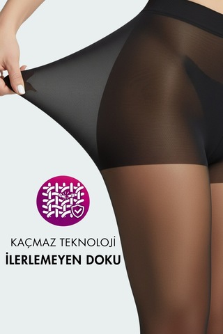 Elilom 2'li Paket Mikro Görünmez Kaçmaz Külotlu Çorap Kaçık İlerlemez, İnce Mat Siyah/siyah Siyah - Siyah