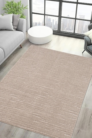 Raschel Carpet Moopy Bej Bukleli Yumuşak Soft Dokuma Yolluk Halı Salon Halısı Lp1007a Bej Bej