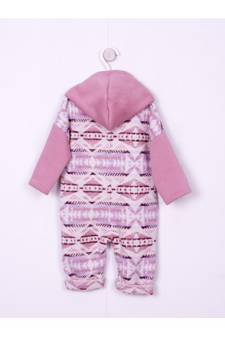 Aydodo Pembe Etnik Desen Kapşonlu Bebe Tulum Pembe
