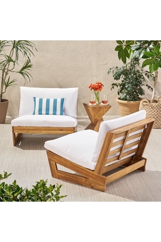 Conforlove Bahçe Balkon Masif Kestane Ahşap Koltuk Takımı 2+1+1+Orta Sehpa