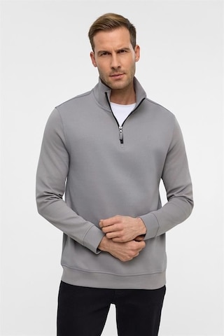 Süvari Gri Regular Düz Yarım Balıkçı Yaka Sweatshirt Gri