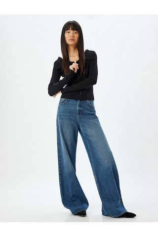 Koton Fermuarlı Hırka Uzun Kollu Slim Fit Siyah 5wal90037ıt