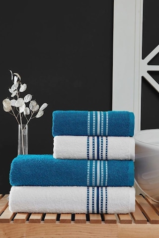 4 Lü Banyo Havlusu Seti Elvin Turkuaz - 70x140 Turkuaz