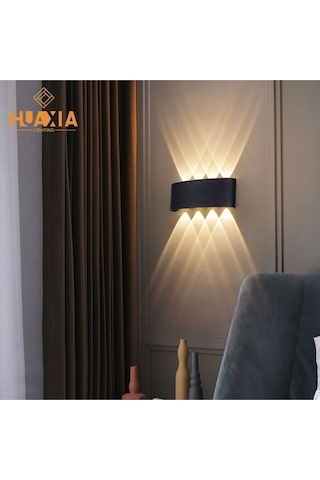 12 Watt Gün Işığı Dekoratif Işık Süzmeli Led Aplik, Modern Led Armatür, İç Ve Dış Mekan Modern Aplik Siyah
