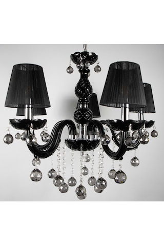 Avize Siyah Salon Oturma Misafir Yatak Odası 5 Li Cam Kol 10'lu Siyah