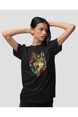 Bigohobi Kurt Desenli Dijital Baskılı Unisex Tshirt, Günlük Kullanıma Uygun Regular Tshirt Siyah
