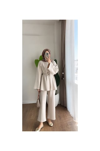 Unika Boutique Kadın Alt Üst İkili Tesettür Takım Krem