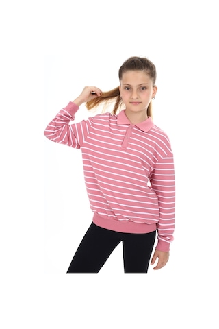 Toontoy Kız Çocuk Çizgili Sweatshirt Gülkurusu