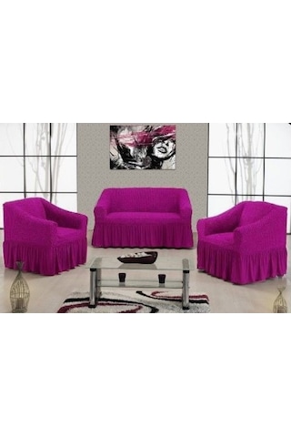 Altınkoza Petek Dokuma Koltuk Örtüsü Std Takım(3+2+1+1)-Mürdüm