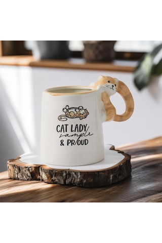 Aryıldz Tails Lady Kedi Figürlü Kupa 545ml 278383 Beyaz - Sarı