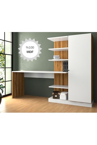 Bicabin Narin Raflı Dolaplı Çalışma Masası Mdf