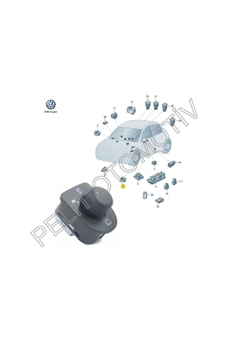 Golf 4 Katlanabilir Ayna Ayar Düğmesi 1J1959565E