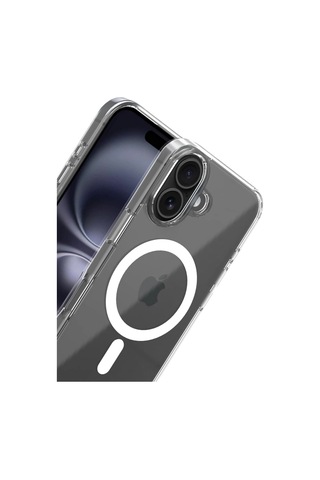 Apple iPhone Uyumlu 16 Combo Sert Şeffaf Magsafe Kapak - Şeffaf Düz Renkli