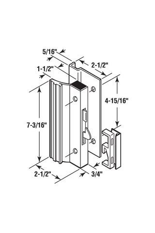 Black - Prime-line Products C 1001 Sliding Glass Door Handle Set, 10cm - 2.4cm ., Extruded Aluminium, Black, Hook Styl