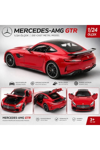 Mercedes-amg Gtr 1/24 Ölçek Die-cast Metal Model Araba Açılır Kapı & Kaput Detaylı Koleksiyonluk
