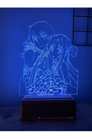 Sword Art Online Kirito And Asuna 16 Renk Gece Lambası