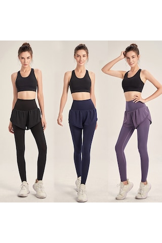 Springsun Kadınlar İçin 2'li Spor Tayt - Esnek Bel, Cep Ve Nefes Alabilir Kumaş 110 Karakter SiYAH Siyah