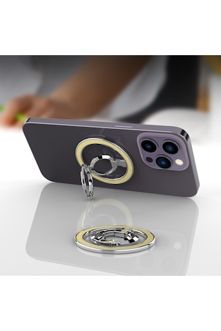 Soulader Manyetik Halka Destekli Akıllı Telefon Standı - 360 Derece Dönebilen Parmak Tutucu Ve Kickstand Özellikli Şık Telefon Aksesuarı Sarı